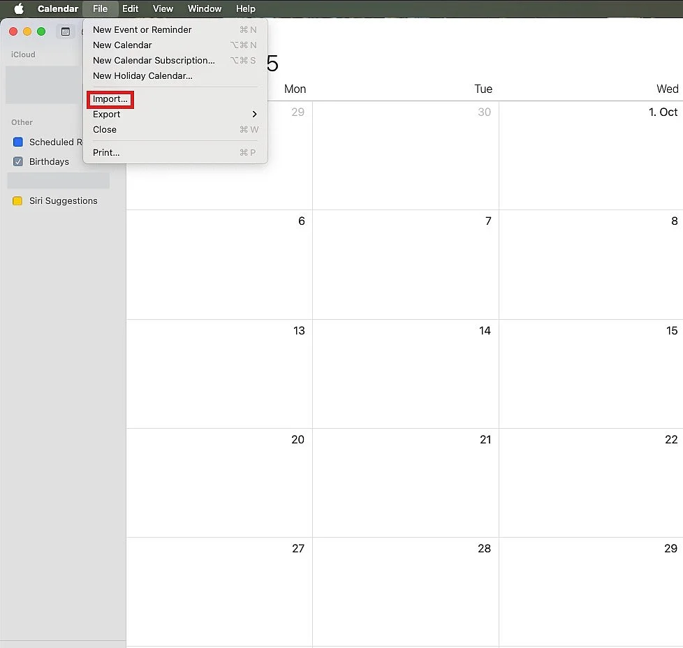 Importare un file ICS nel calendario di Apple Immagine: Importare un file ICS nel calendario di Apple