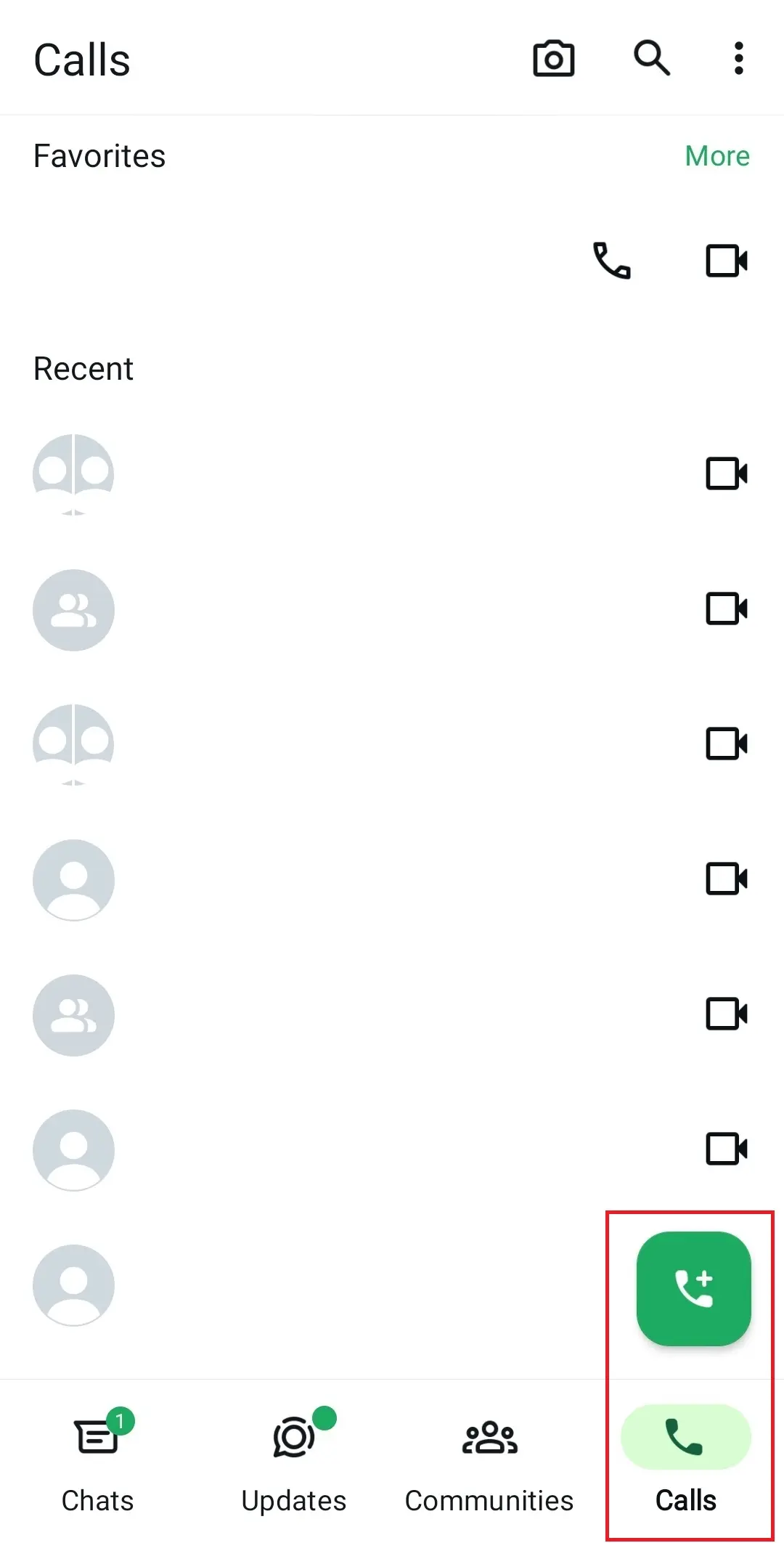 WhatsApp: scheda “Chiamate” Immagine: WhatsApp: scheda “Chiamate”