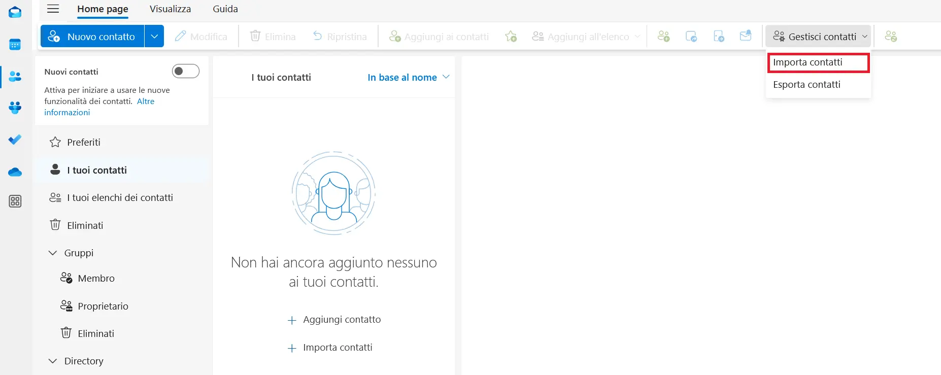 Immagine: Outlook sul Web: lista delle persone suggerite