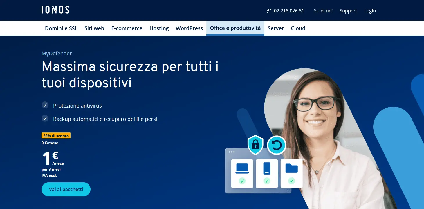 Screenshot della pagina di MyDefender Immagine: Screenshot della pagina di MyDefender