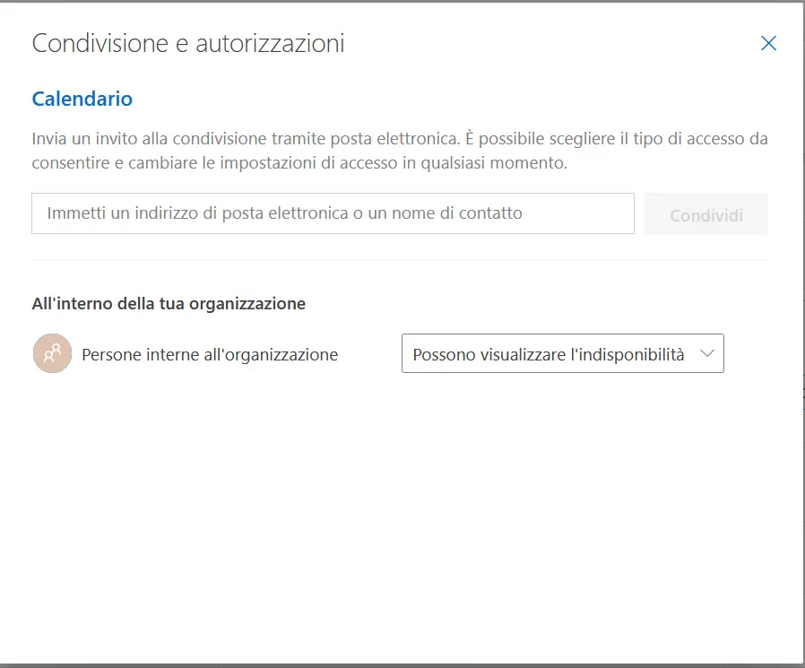 Immagine: Outlook sul Web: impostazioni per la condivisione di un calendario