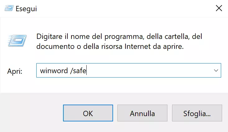 Immagine: Avviare Word in modalità provvisoria