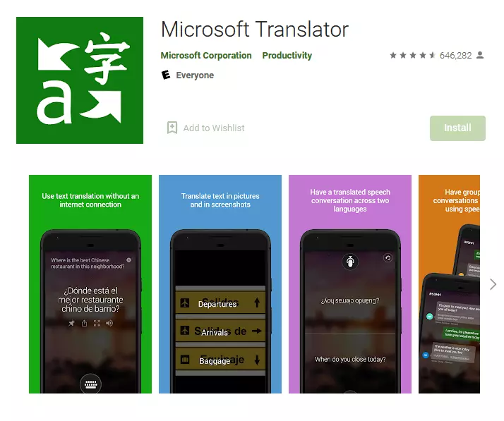 Immagine: Microsoft Traduttore su Google Play Store