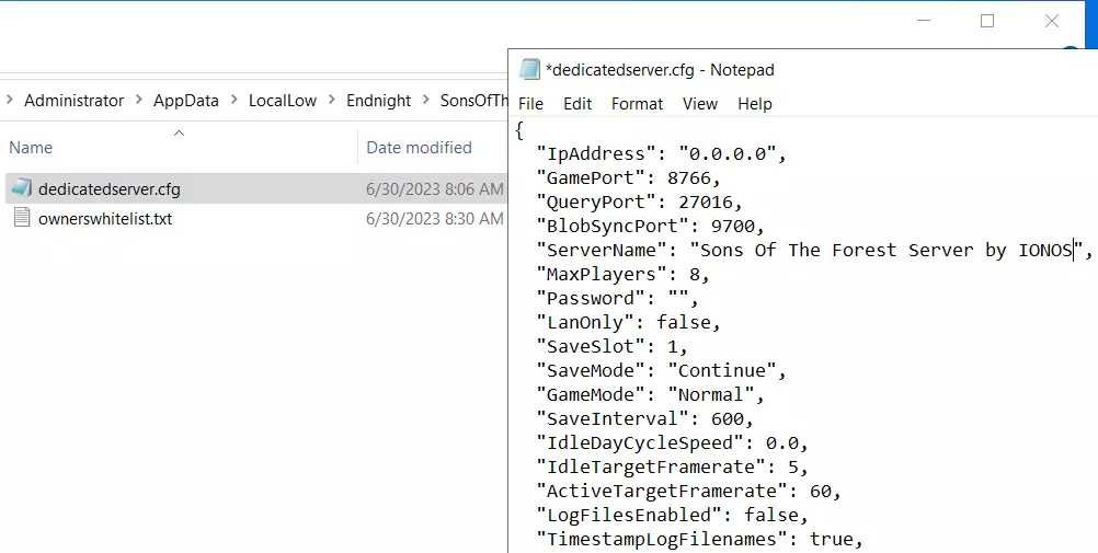 Server “Sons of the Forest”: dedicatedserver.cfg Server “Sons of the Forest”: dedicatedserver.cfg