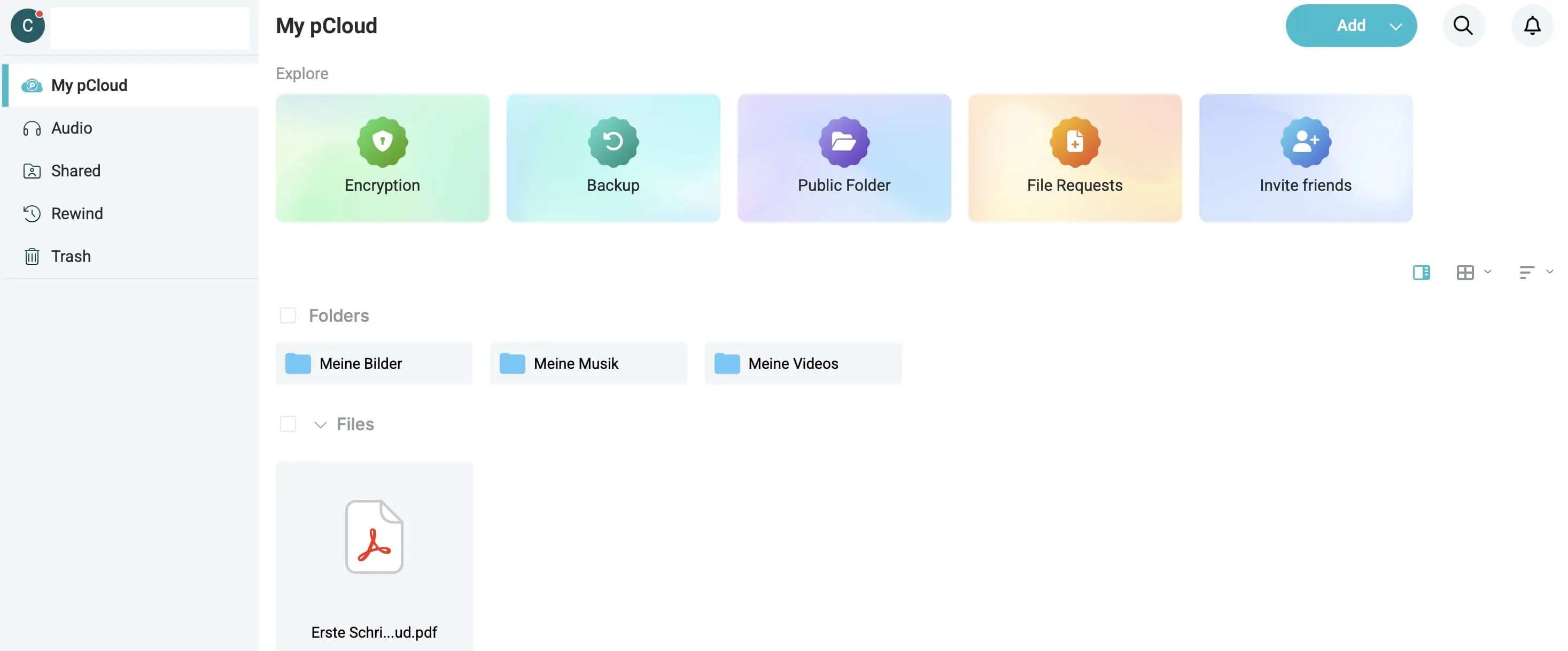Applicazione web di pCloud Immagine: Applicazione web di pCloud