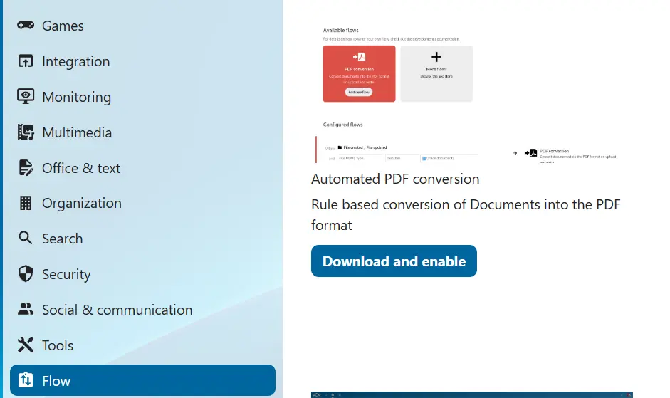 Nextcloud Store: app “Automated PDF conversion” (Conversione PDF automatizzata) Immagine: Nextcloud Store: app “Automated PDF conversion” (Conversione PDF automatizzata)