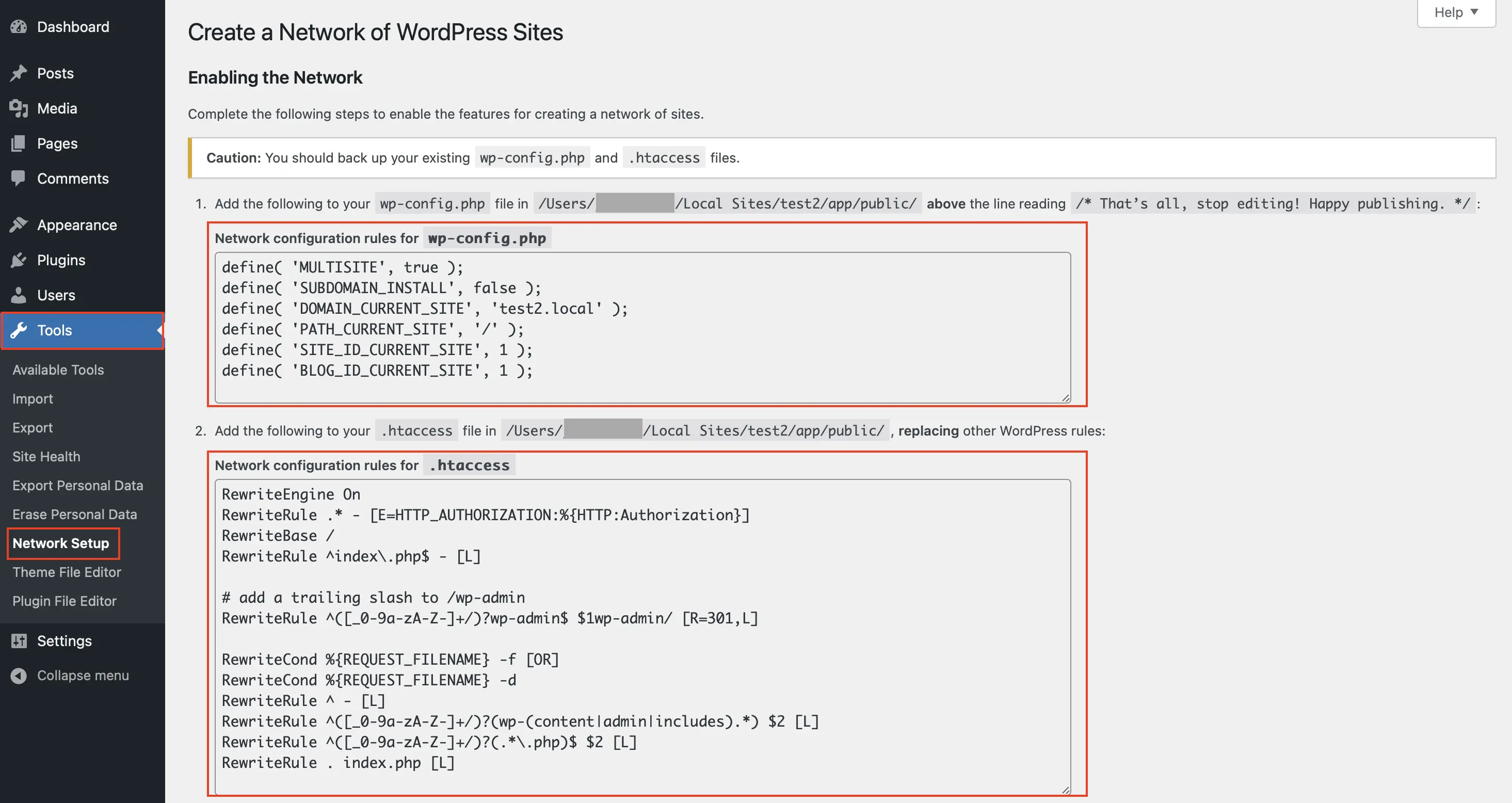 Strumenti - Configurazione della rete: snippet di codice per attivare la rete Immagine: Strumenti - Configurazione della rete: snippet di codice per attivare la rete