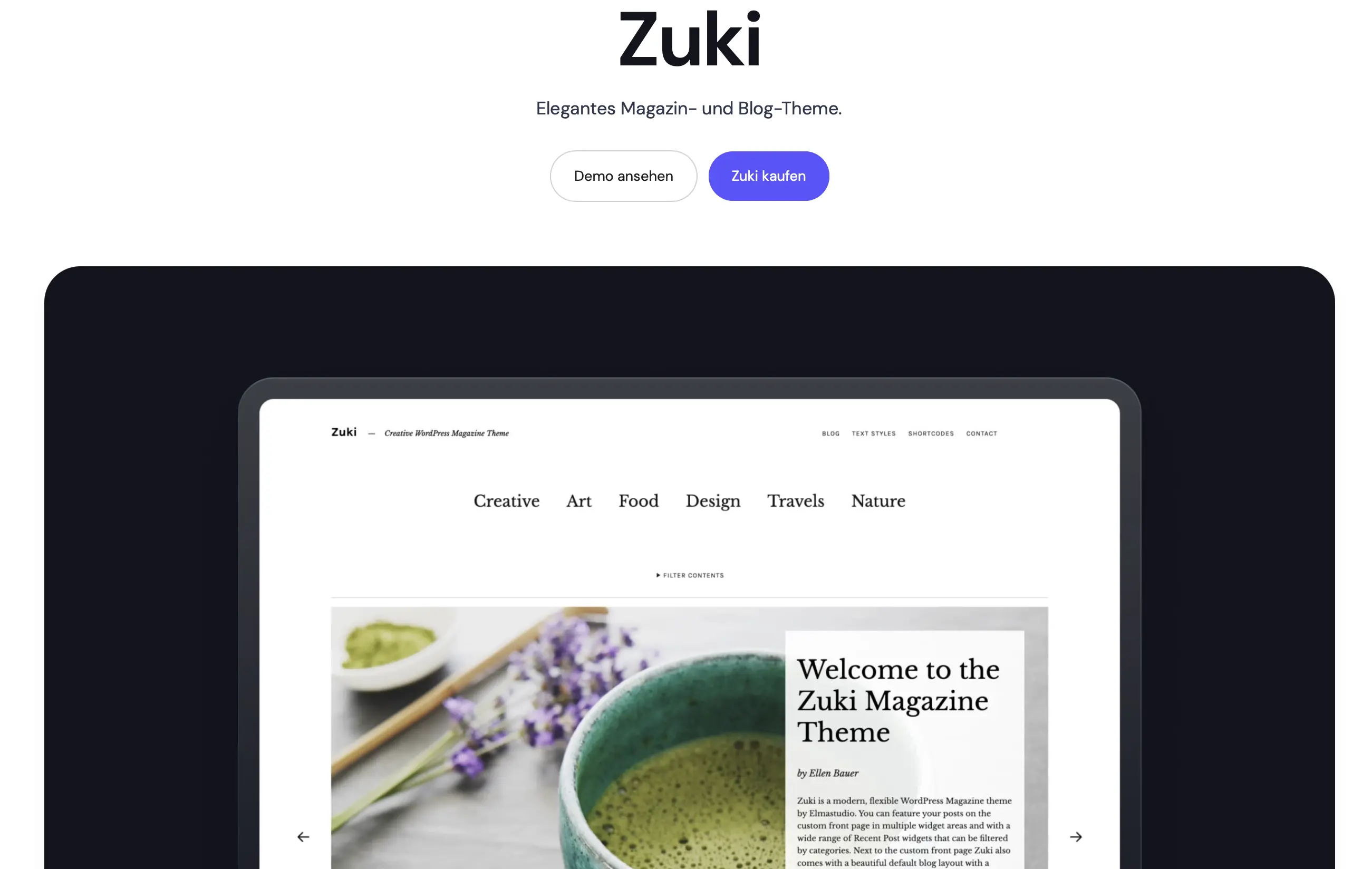 Immagine: Il tema WordPress Zuki di Elmastudio