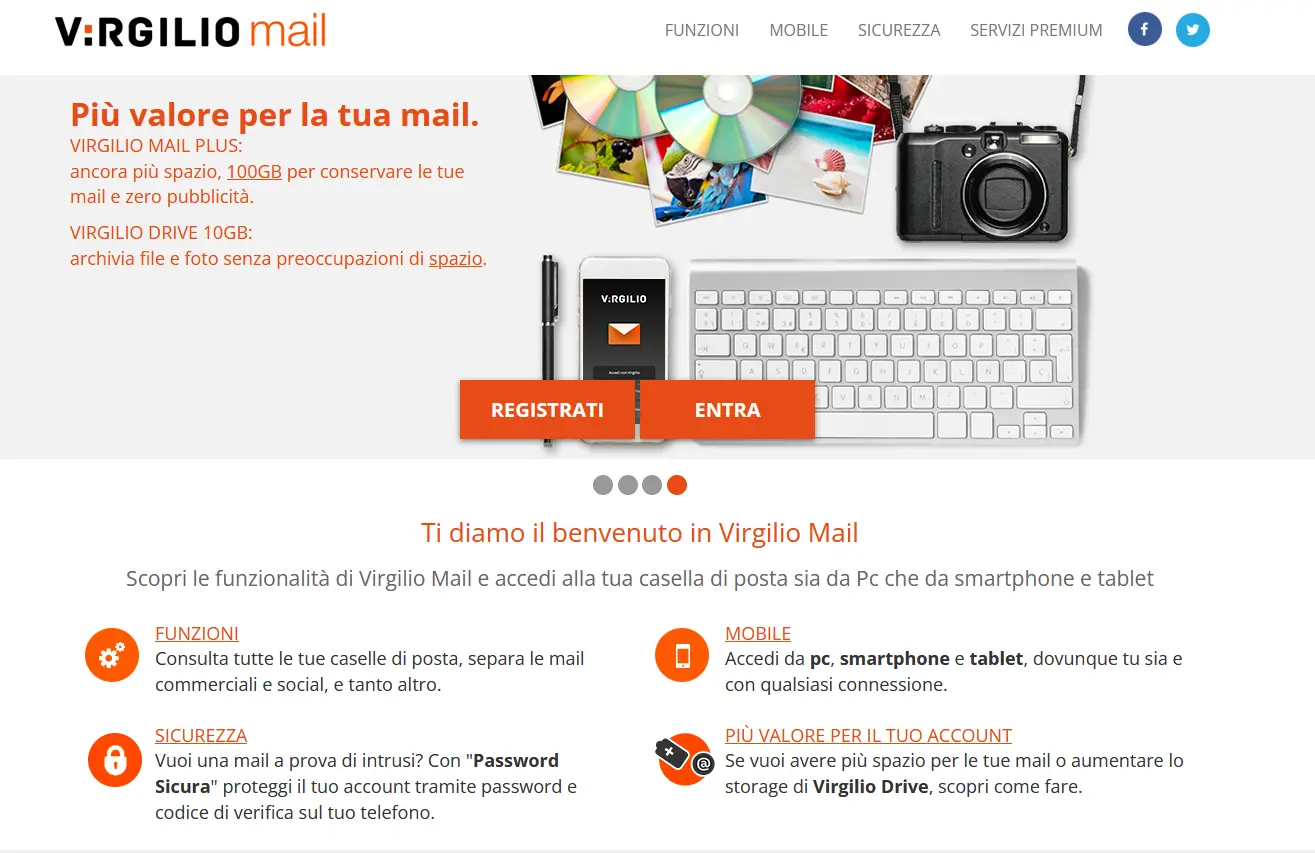 Immagine: Homepage di Virgilio Mail