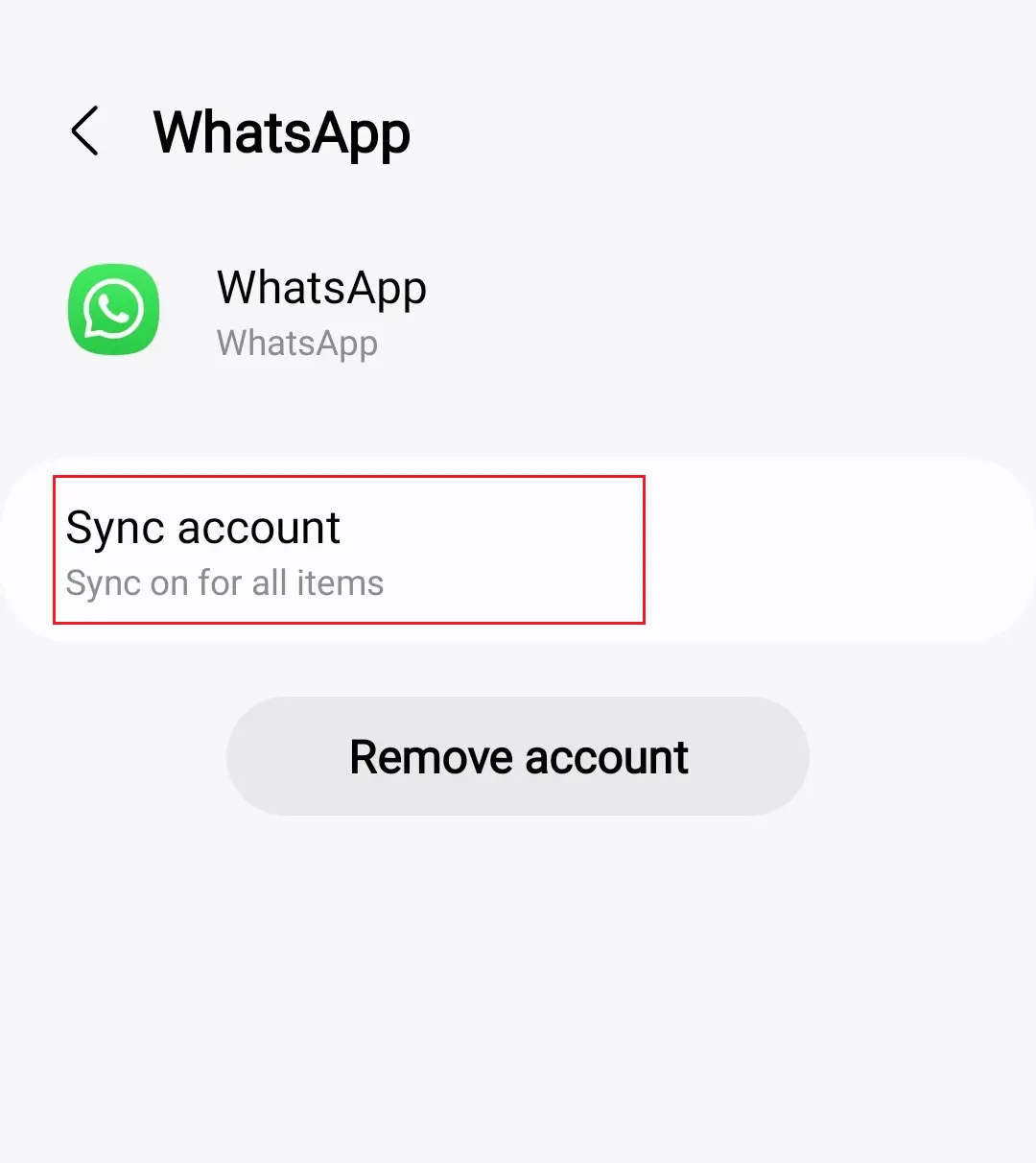 “Sincronizzazione account” di WhatsApp nel menu “Account” Immagine: “Sincronizzazione account” di WhatsApp nel menu “Account”