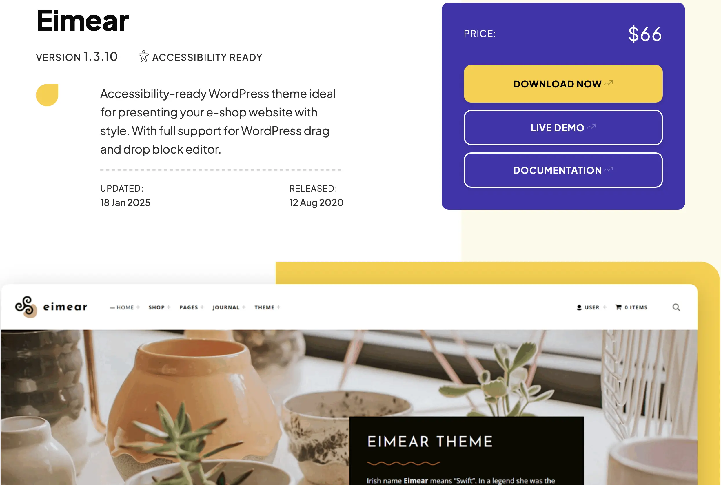 Immagine: Template WordPress Eimear di WebMan Design