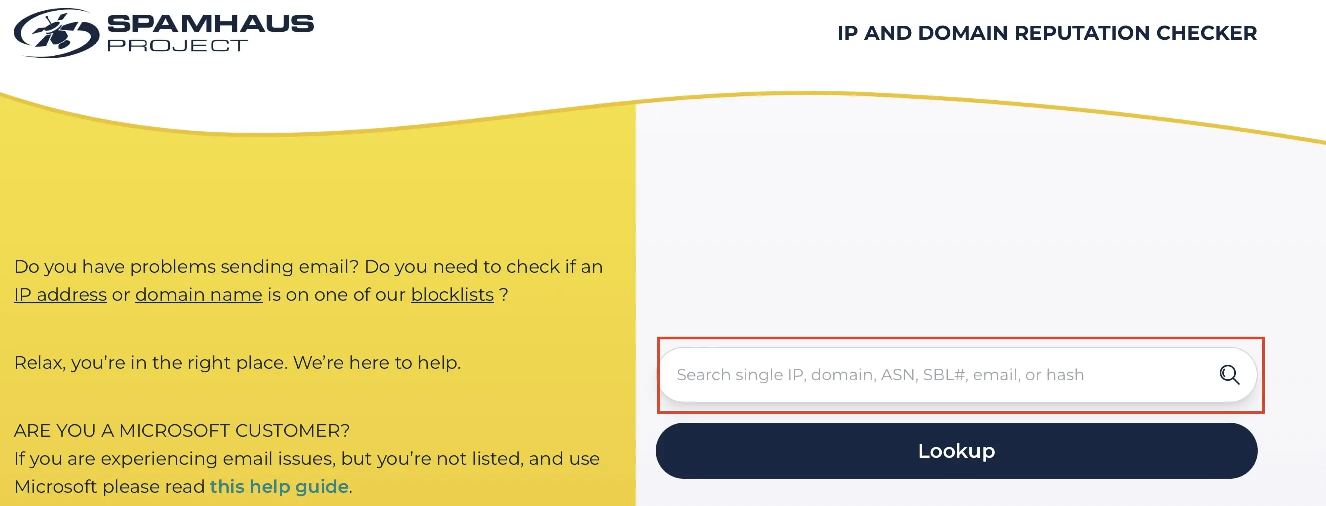 Screenshot del controllo domini di Spamhaus Immagine: Screenshot del controllo domini di Spamhaus