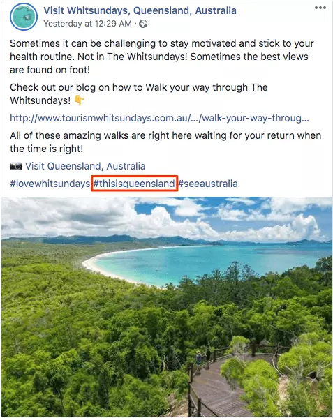Immagine: Hashtag marketing: l’account Facebook “Visit Whitsundays”