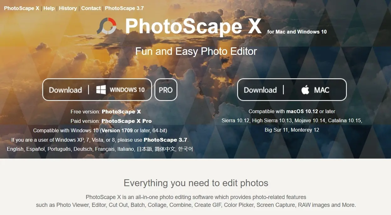 Download di PhotoScape X e PhotoScape X Pro dal sito web Immagine: Download di PhotoScape X e PhotoScape X Pro dal sito web