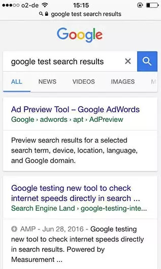 Screenshot dei risultati di ricerca in tedesco suddivisi in “Rich Cards” su Google