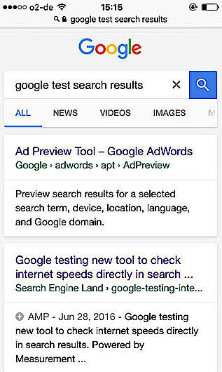 Screenshot dei risultati di ricerca in tedesco suddivisi in “Rich Cards” su Google