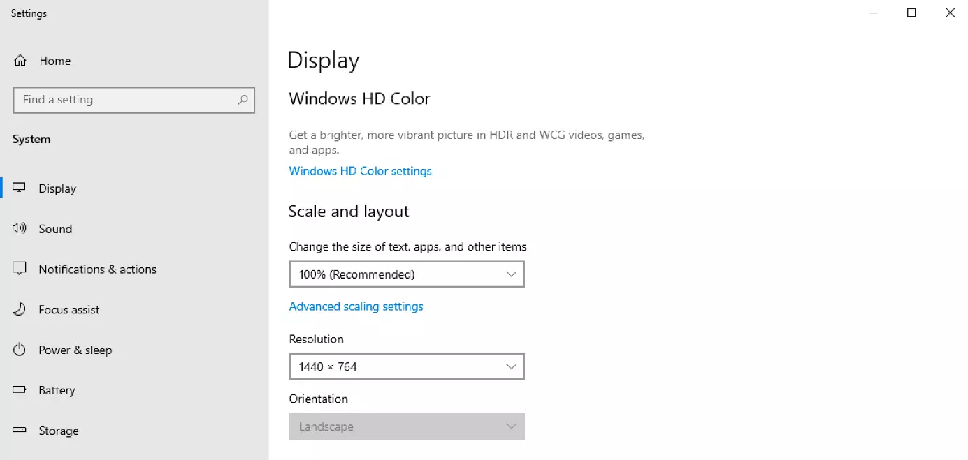 Immagine: Opzioni per ruotare lo schermo su Windows 10