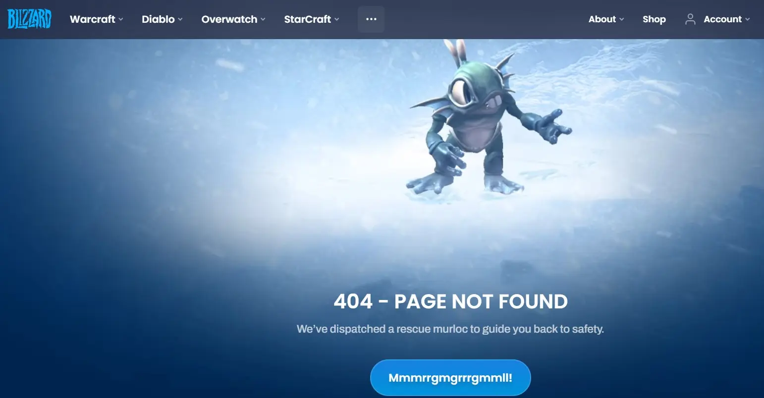 Pagina di errore di Blizzard Entertainment Immagine: Pagina di errore di Blizzard Entertainment