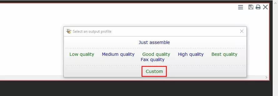 Immagine: PDF24 Creator: finestra di selezione del profilo di output