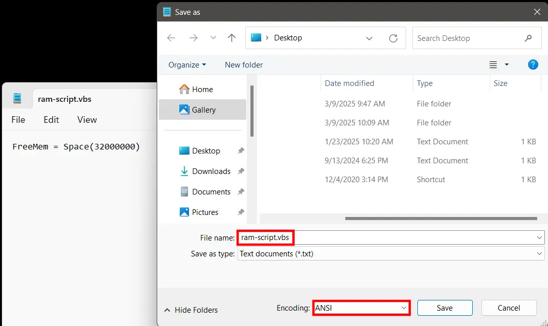 Immagine: Menu per salvare lo script per svuotare la cache