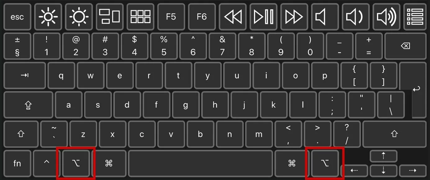 Tastiera del Mac con tasti opzione