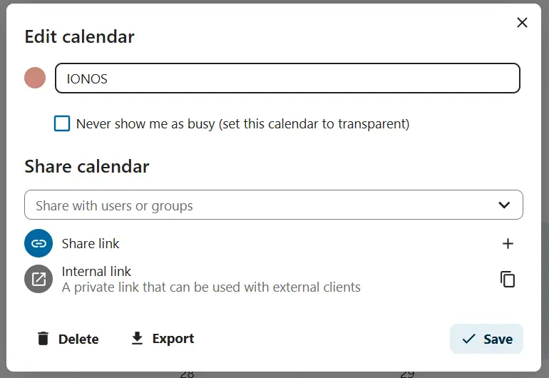 Immagine: Modifica del calendario in Nextcloud Calendar