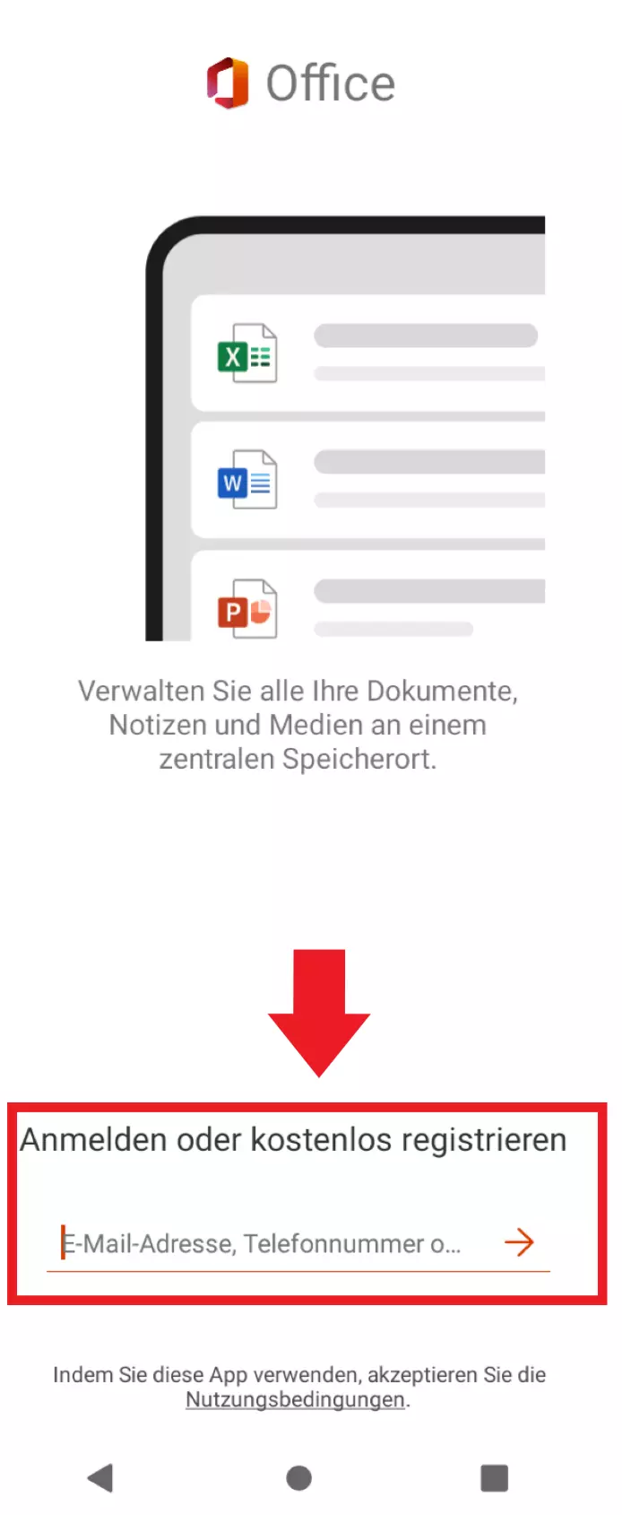 Anmeldung bei Microsoft 365 mit dem Smartphone Immagine: Anmeldung bei Microsoft 365 mit dem Smartphone