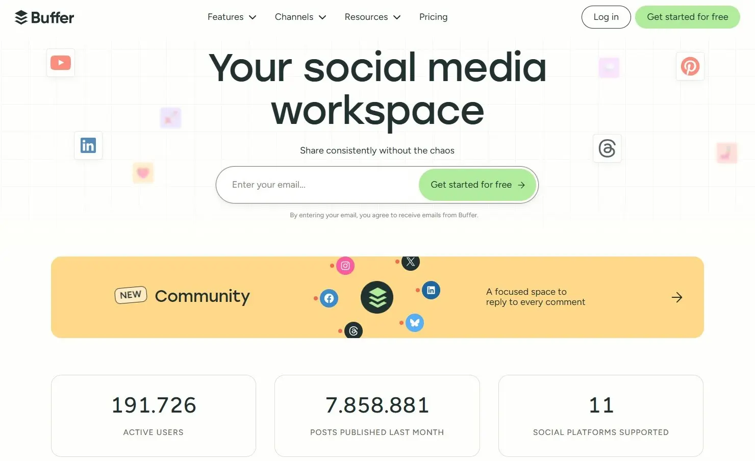 Sito web di Buffer Immagine: Sito web di Buffer