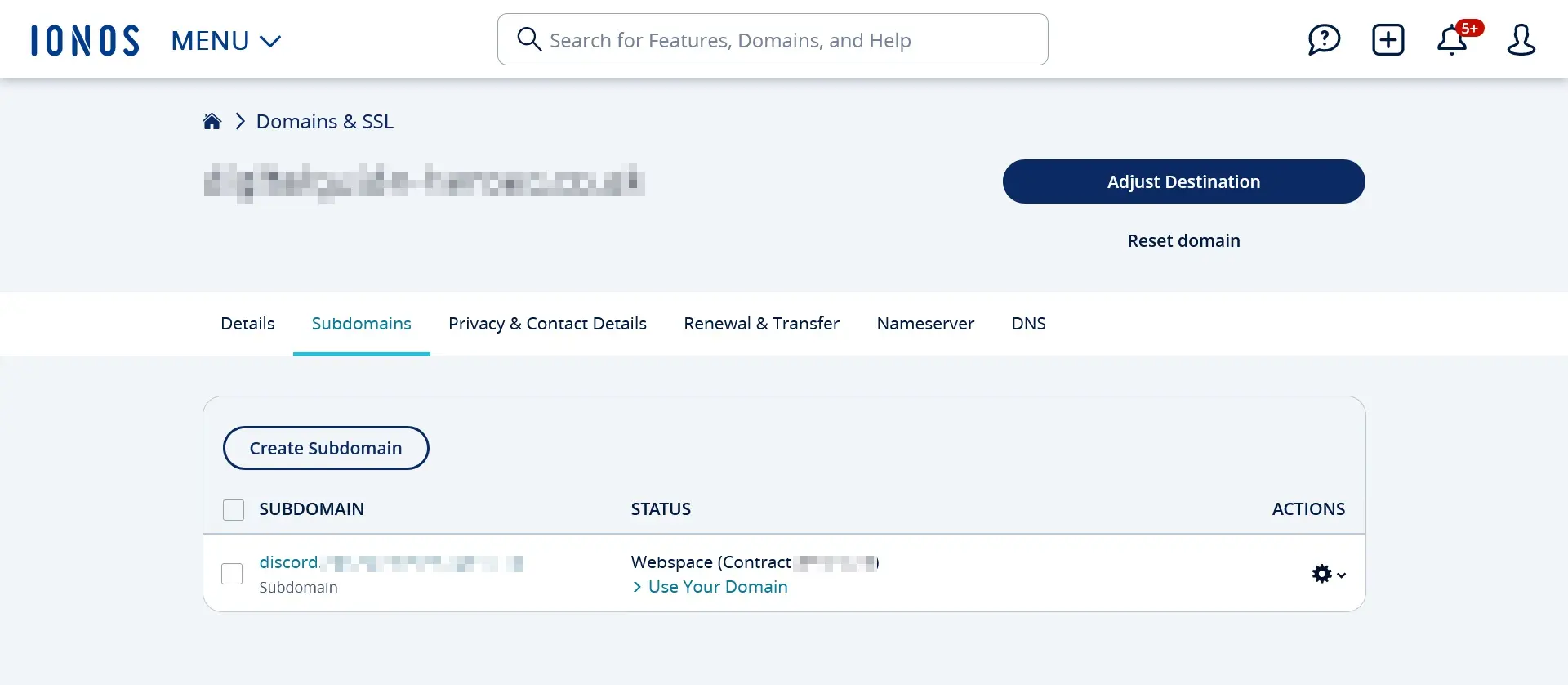 Account cliente IONOS, gestione domini Immagine: Account cliente IONOS, gestione domini