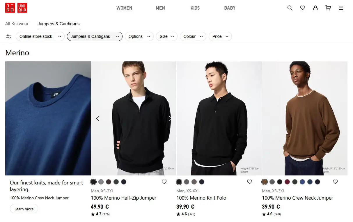 Miniature dell’e-commerce Uniqlo Immagine: Miniature dell’e-commerce Uniqlo