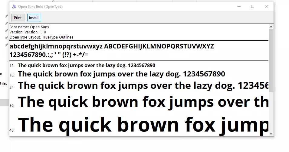 Immagine: Installazione del font “OpenSans”