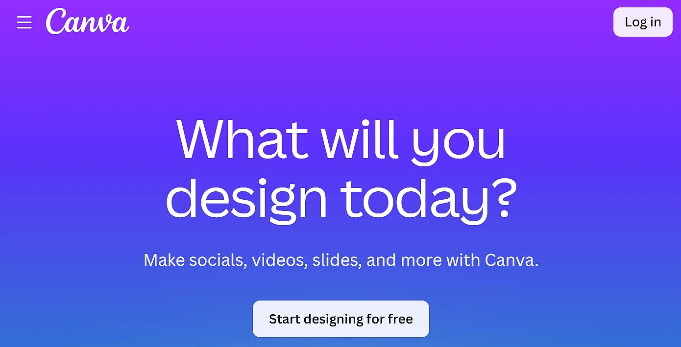 Schermata del sito web di Canva Immagine: Schermata del sito web di Canva