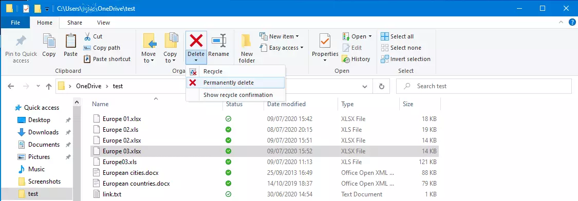 Immagine: Eliminare direttamente i file