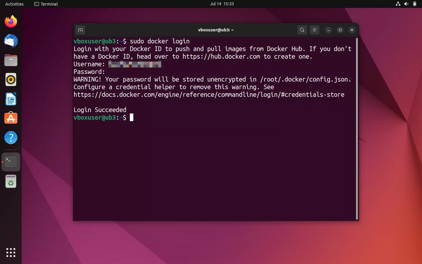Registrazione su Docker Hub tramite il terminale di Ubuntu Registrazione su Docker Hub tramite il terminale di Ubuntu