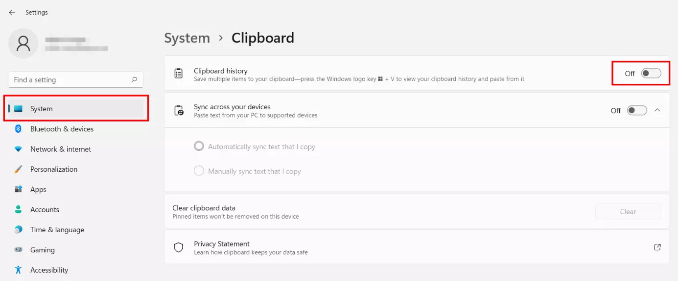 Windows 11: disattivare la Cronologia Appunti