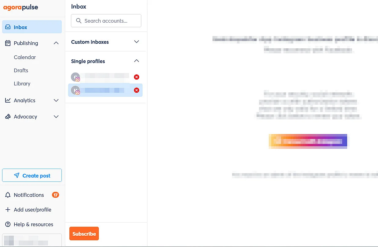 Immagine: Interfaccia utente di Agorapulse