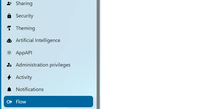 Pulsante “Flow” (Flusso) in Nextcloud Immagine: Pulsante “Flow” (Flusso) in Nextcloud