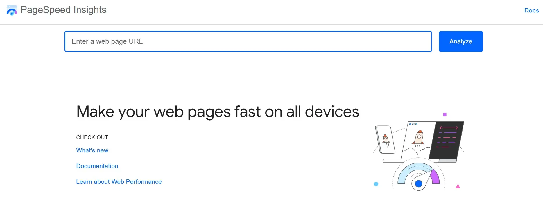 Sito di PageSpeed Insights Immagine: Sito di PageSpeed Insights