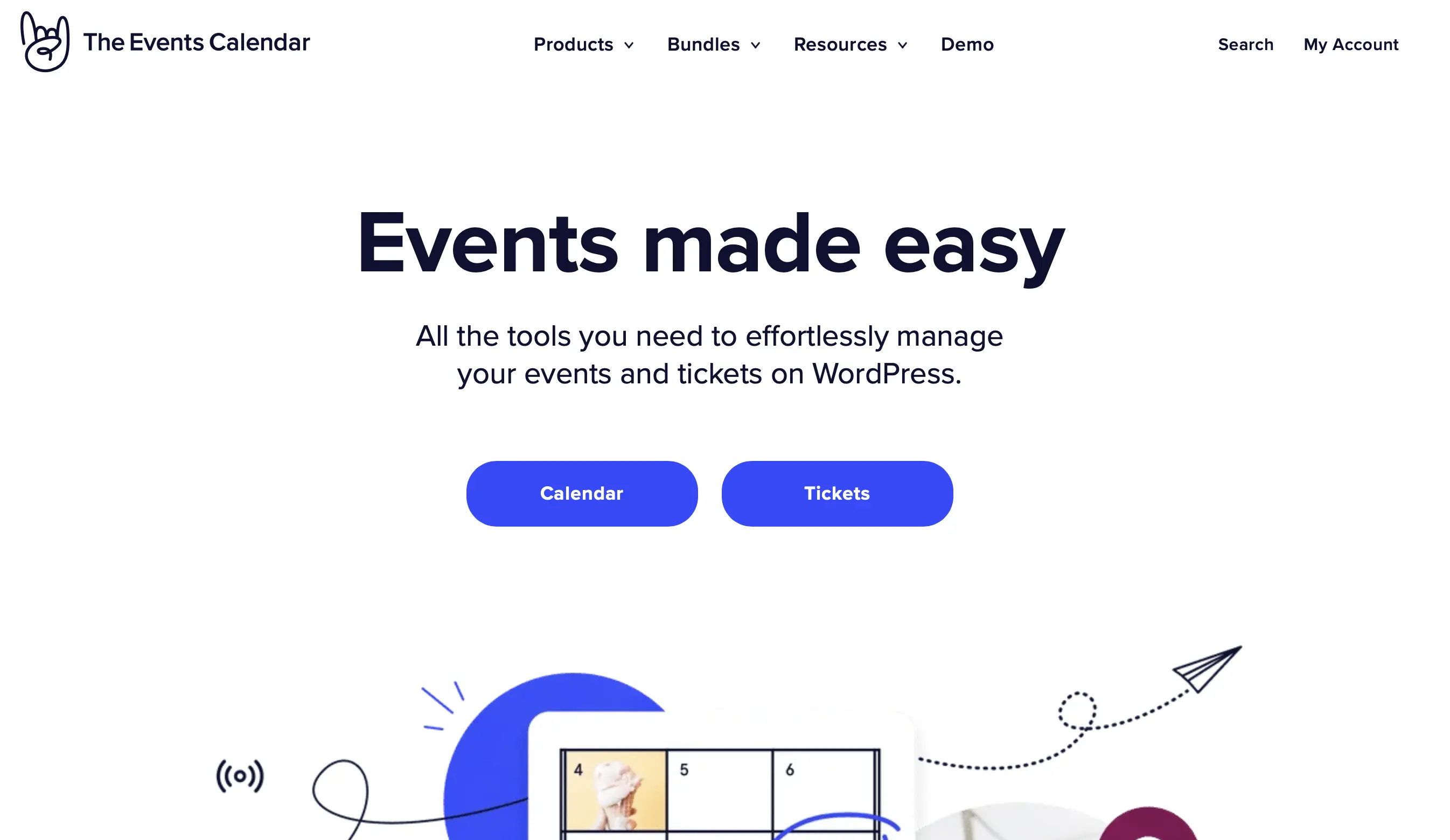 Immagine: Screenshot del sito del plugin per WordPress The Events Calendar