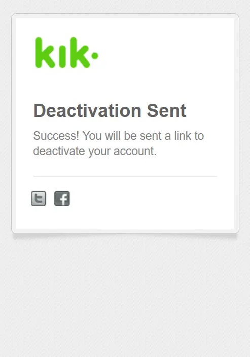 Immagine: Conferma dell’invio del link di disattivazione