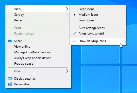 Immagine: Menu di scelta rapida per le icone del desktop in Windows 10