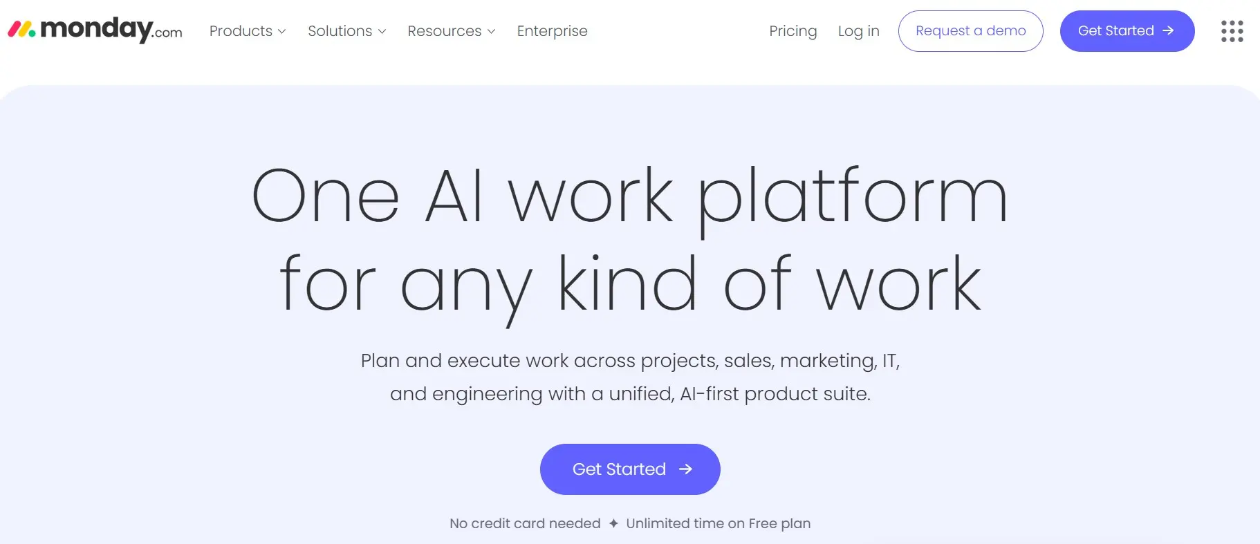 Sito web di monday.com con piattaforma di lavoro basata sull’IA Immagine: Sito web di monday.com con piattaforma di lavoro basata sull’IA