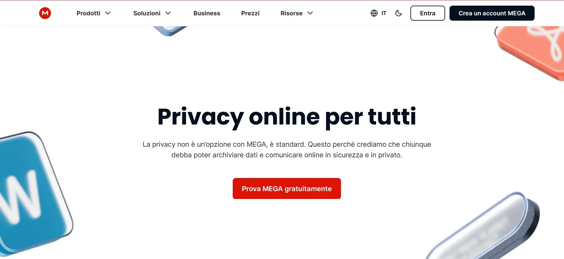 Screenshot del servizio cloud offerto da MEGA Immagine: Screenshot del servizio cloud offerto da MEGA