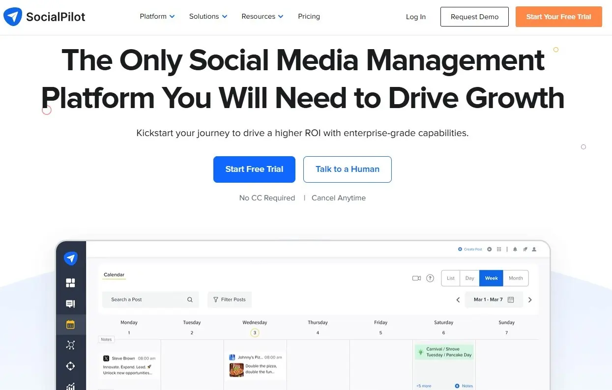 Sito web di SocialPilot Immagine: Sito web di SocialPilot
