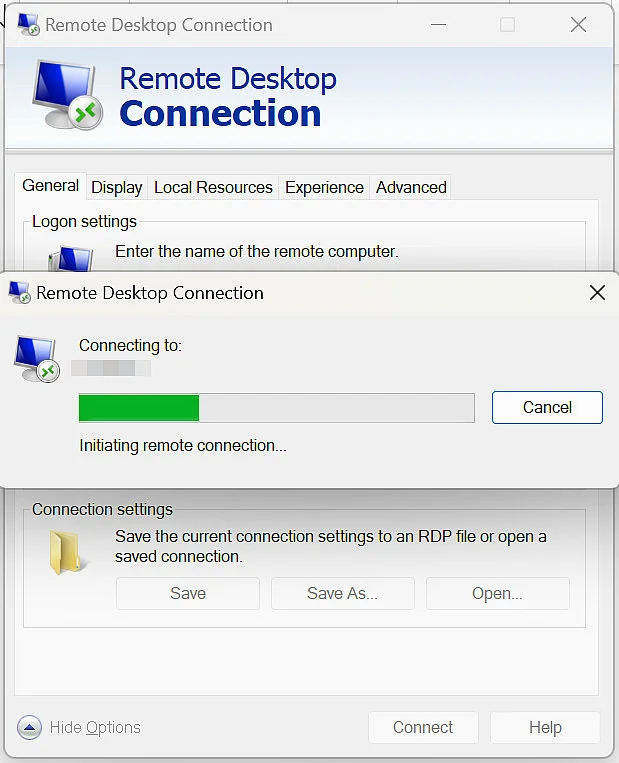 Immagine: La connessione al desktop remoto viene stabilita