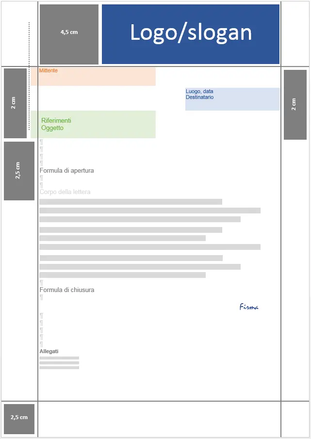 Immagine: Margini consigliati per una lettera commerciale standard