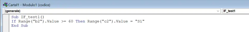 Immagine: VBA di Excel: funzione con una dichiarazione If Else