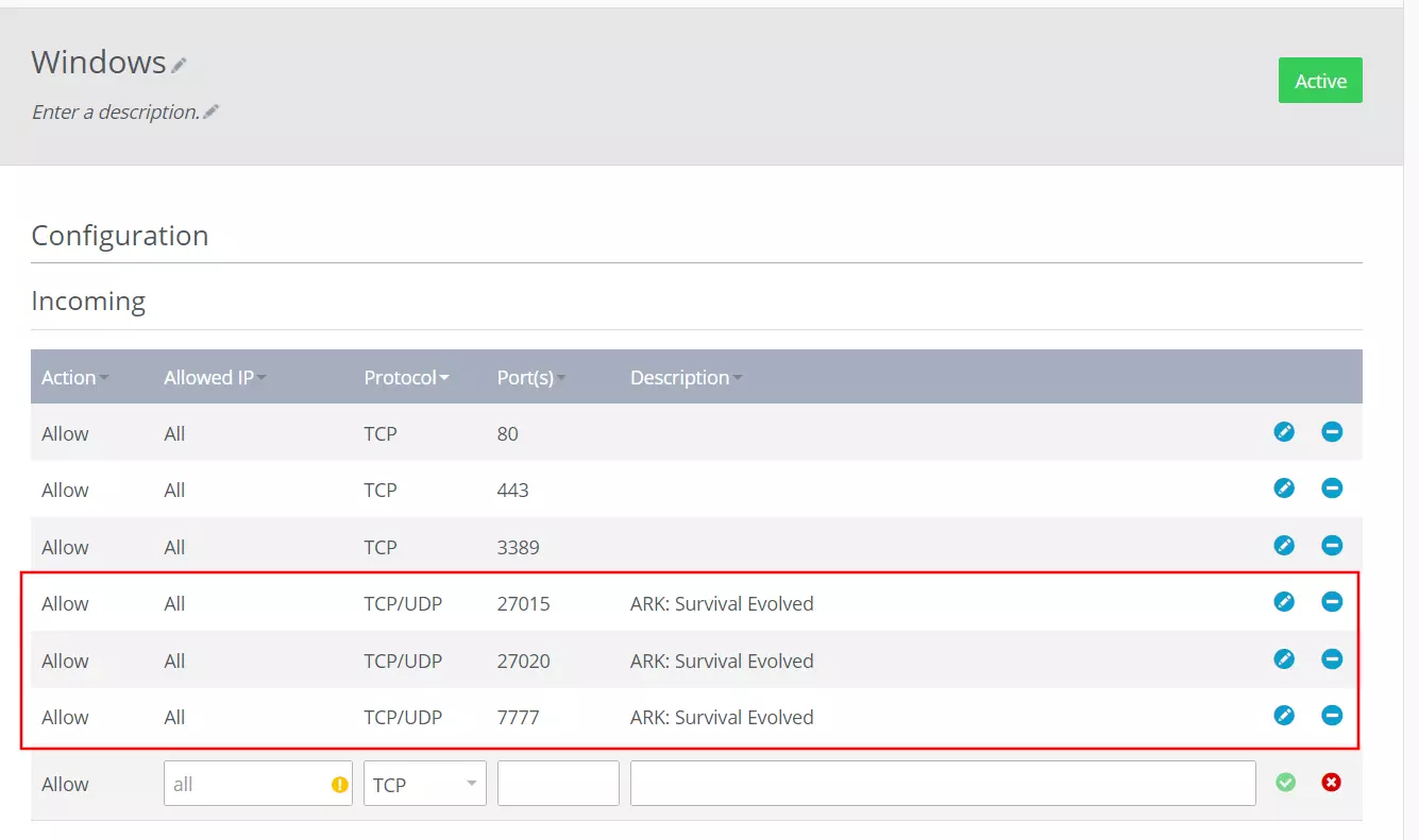 Cloud Panel IONOS: abilitazione porte per il server ARK