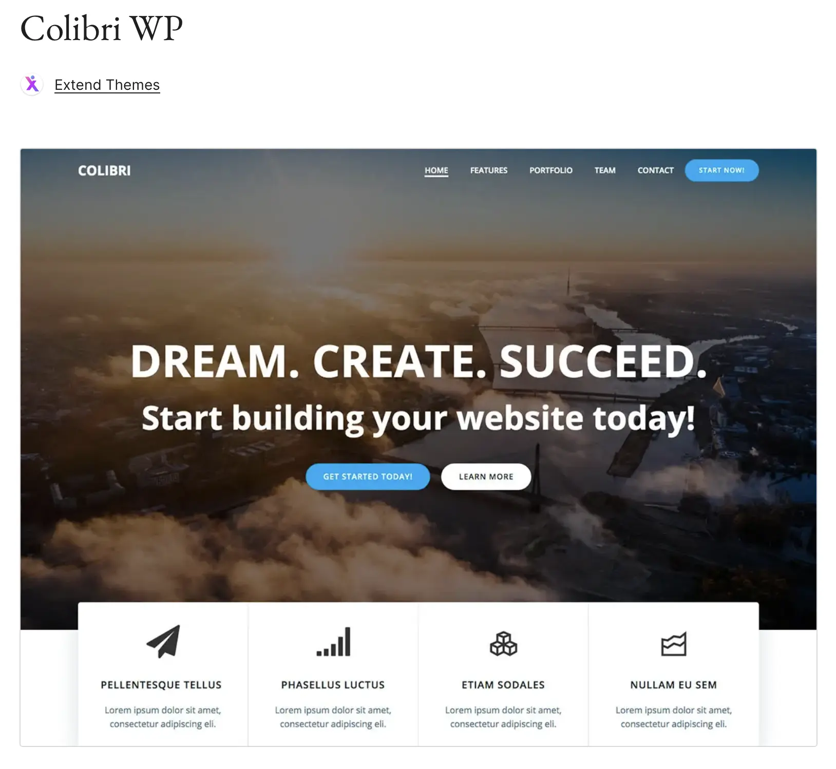 Immagine: Anteprima del tema WordPress Colibri WP su WordPress.org