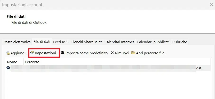 Immagine: Schermata con i file di dati di Outlook